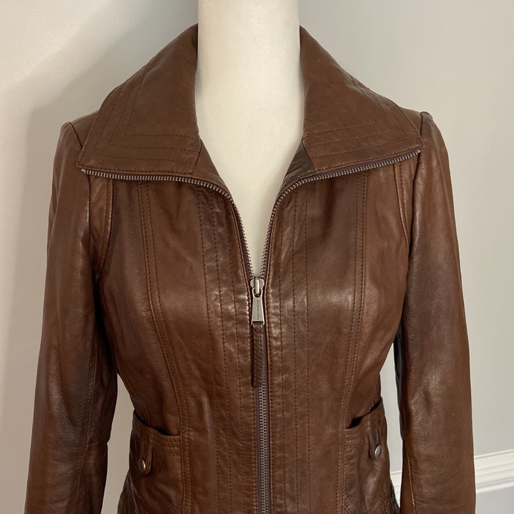 Michael Kors Brown Leather Jacket